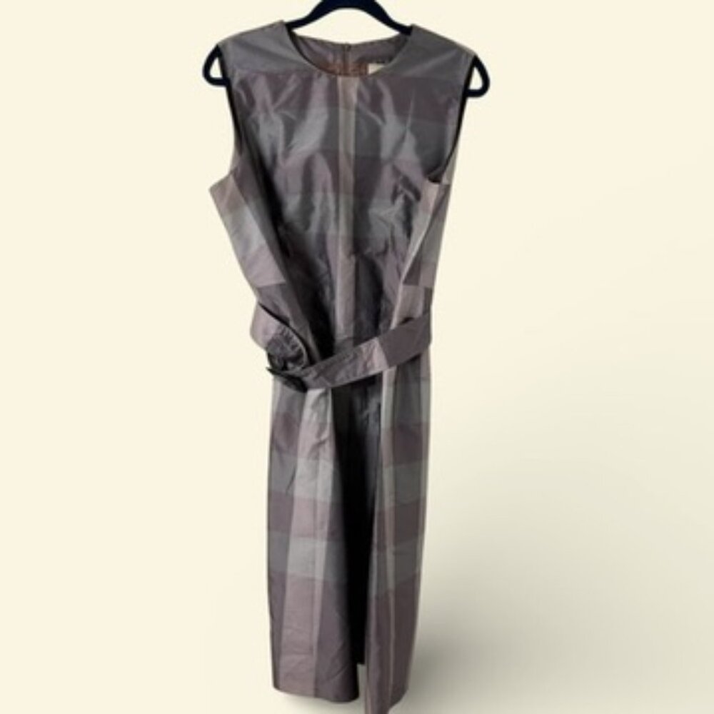 GC Burberry London Sleeveless purple/grey Nova check pattern w/Belt US Size 12 - Picture 3 of 11